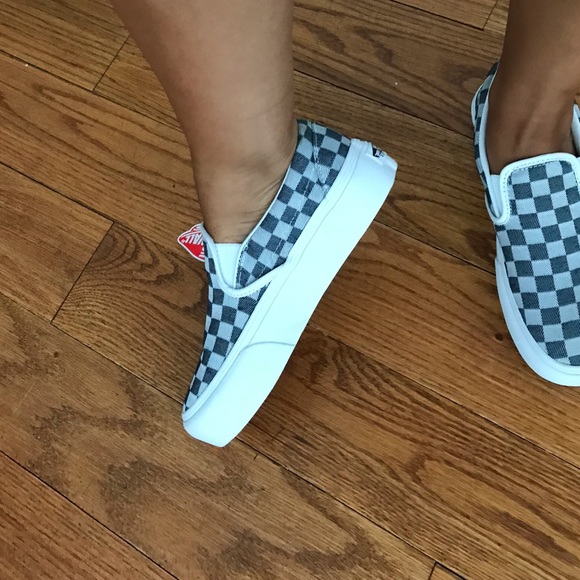 blue checkered platform vans